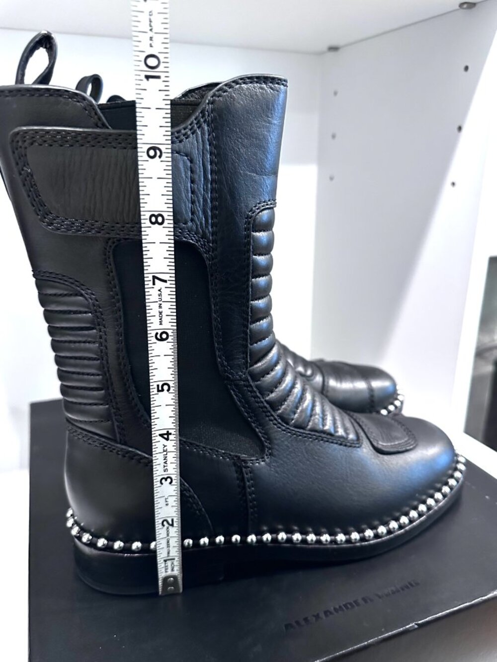 Brand New in Box Alexander Wang Black Leather Boots, Size 38 - Picture 12 of 14